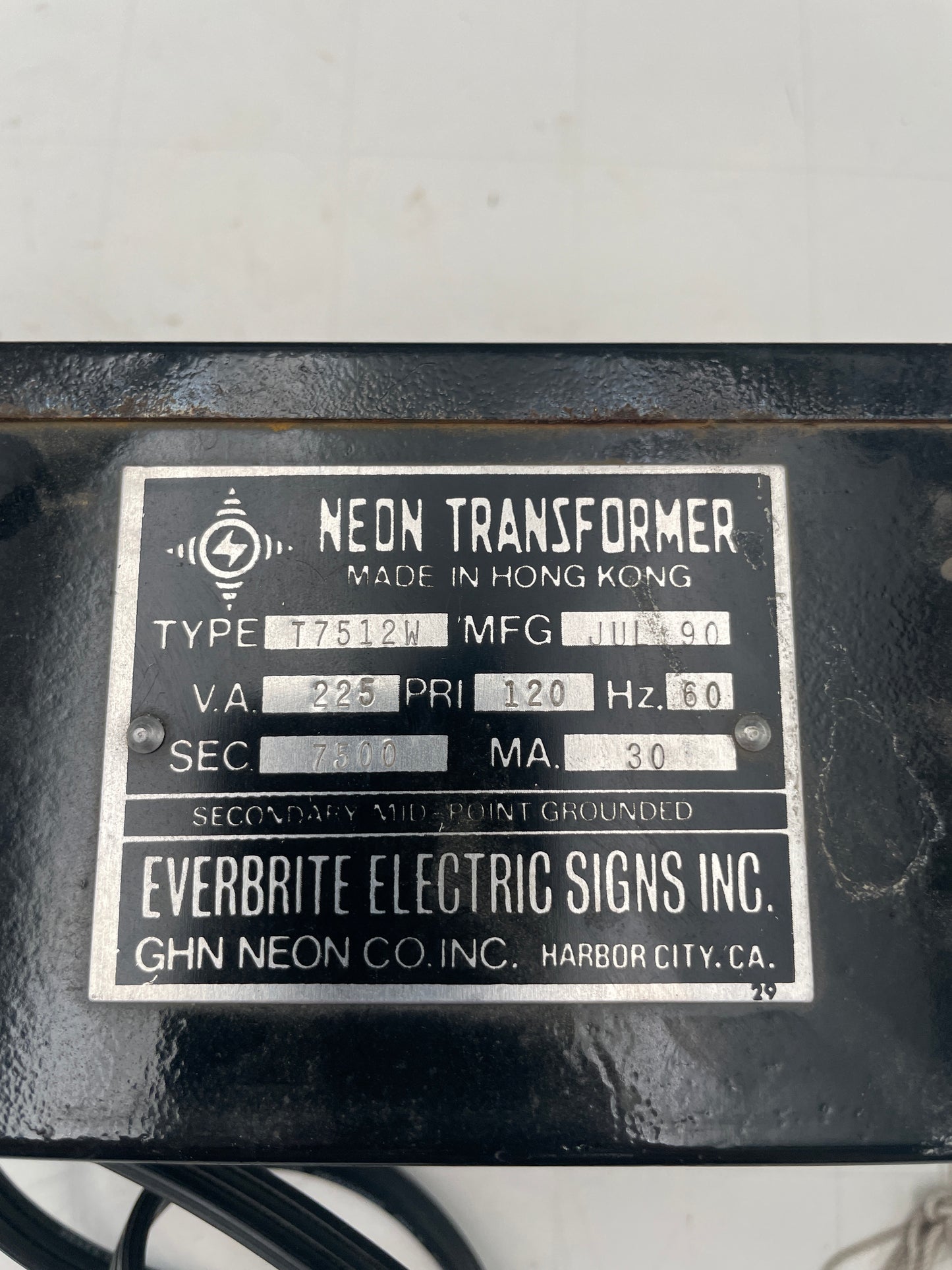 Everbrite Electronic Neon Sign Replacement Transformer – 7.5Kv