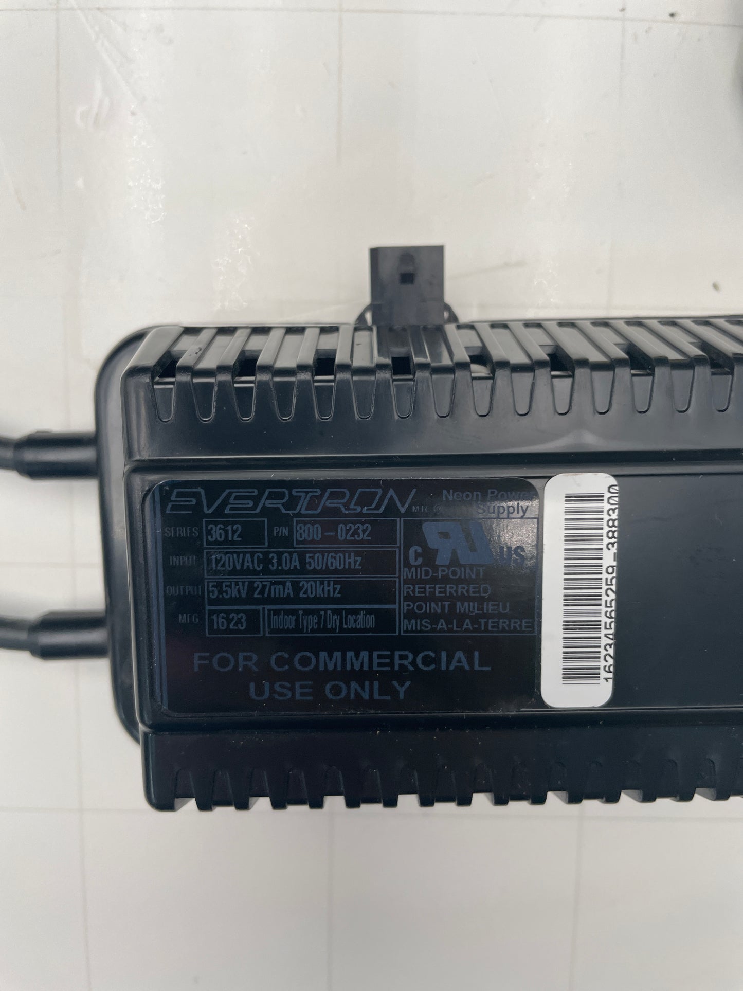 Evertron 3612 With Upper Low Voltage Extra Port Neon Sign Replacement Transformer – 5.5Kv