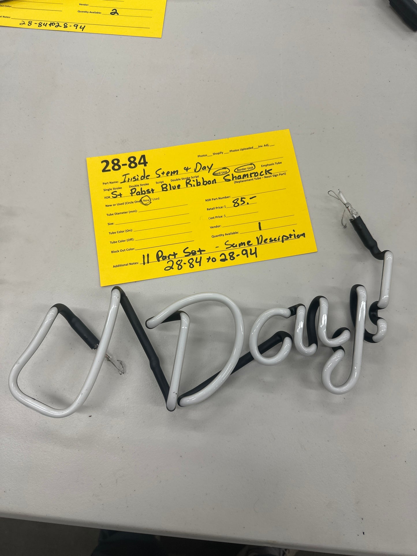 Inside Stem Border Unit & Day Word Unit for St Pabst Blue Ribbon Shamrock Replacement Tube - Neon Sign Part