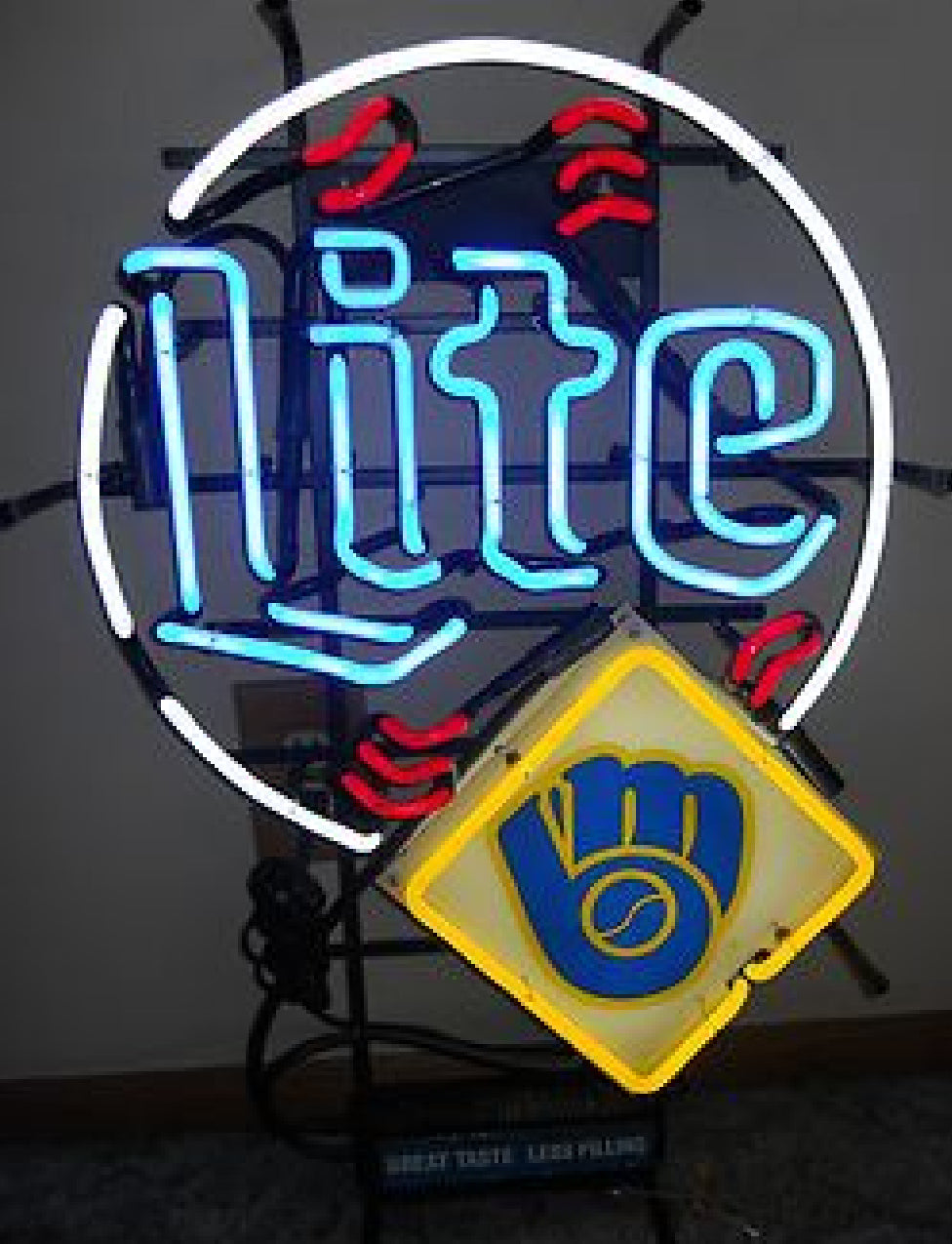 Ball and Laces Border Outline for Lite Teams Milwaukee Brewers Replacement Tube - Neon Sign Part
