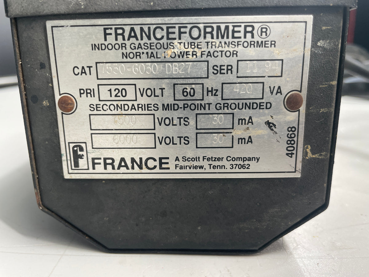 Franceformer Vintage Core & Coil Neon Sign Replacement Transformer 13.5Kv – 6Kv & 7.5Kv