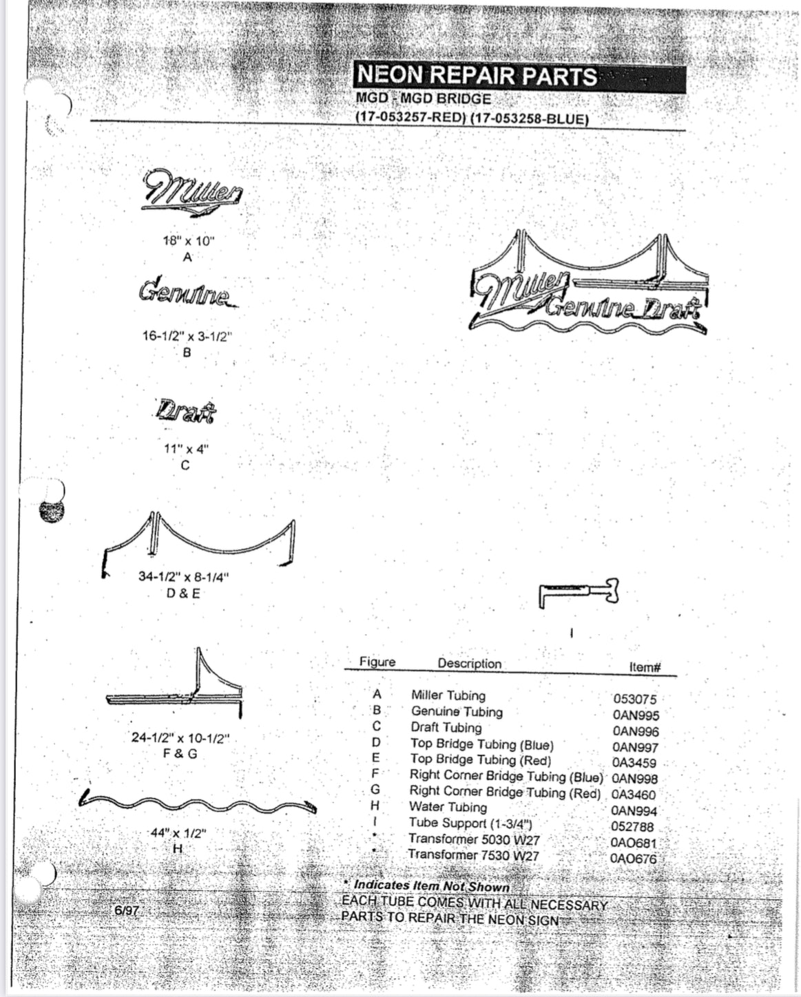 Miller Single Stroke Word unit For Miller Genuine Draft Replacement Tube - Neon Sign Part