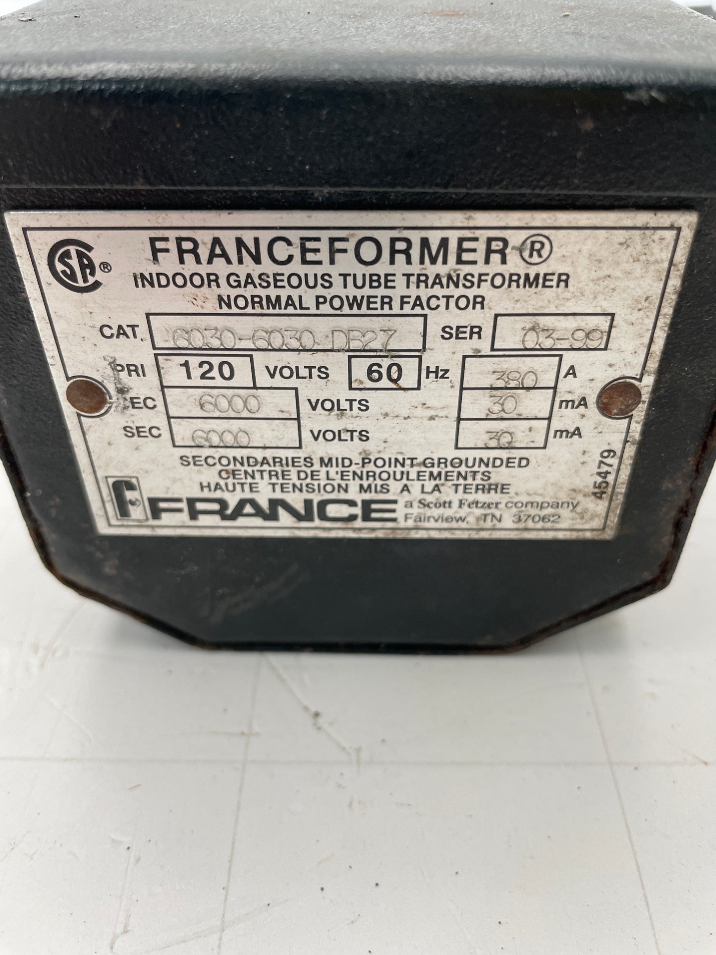 Franceformer Vintage Dual Core & Coil Neon Sign Replacement Transformer – 6Kv & 6Kv