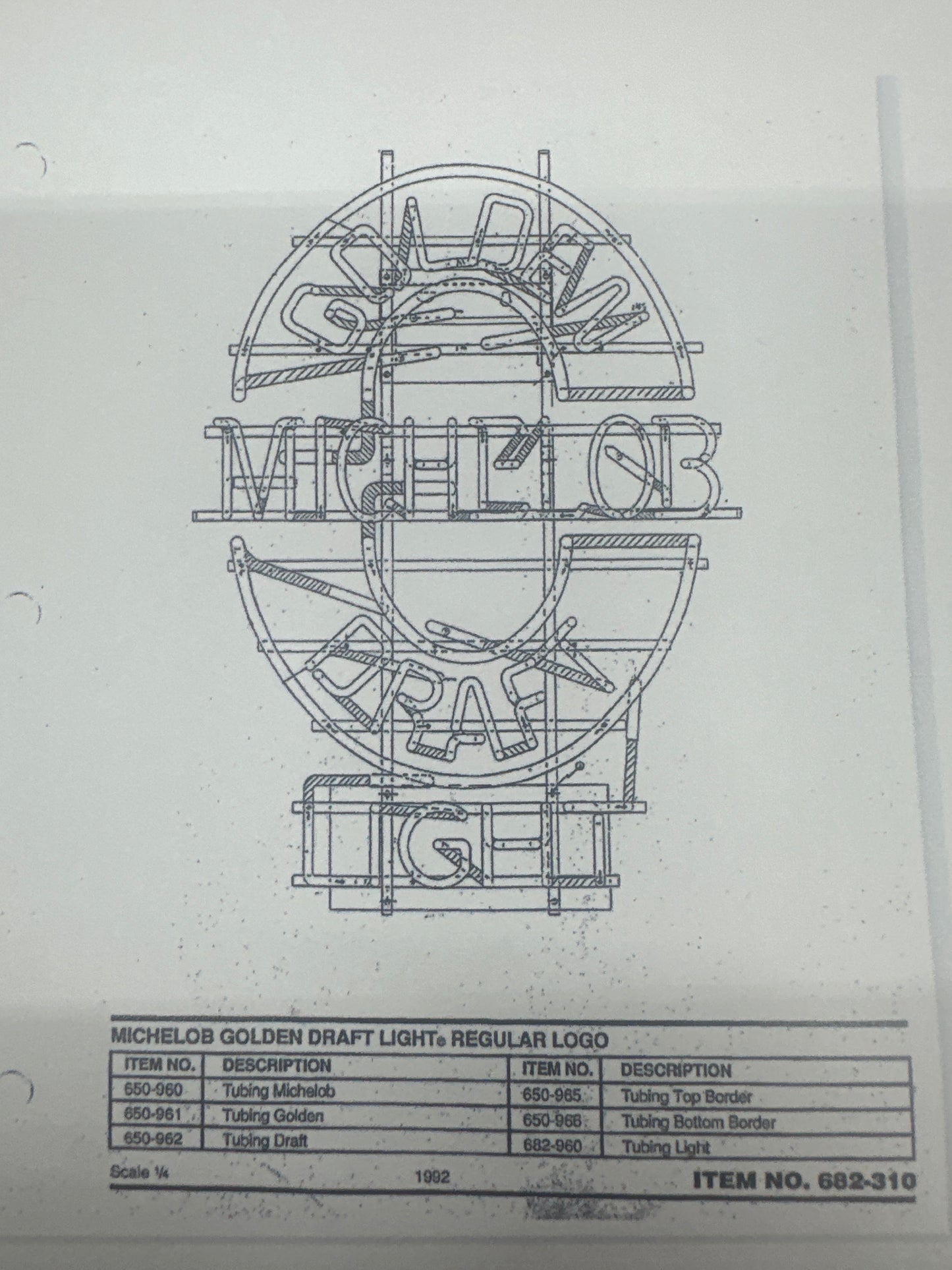 Bottom Border unit for Michelob Golden Draft Light Replacement Tube - Neon Sign Part