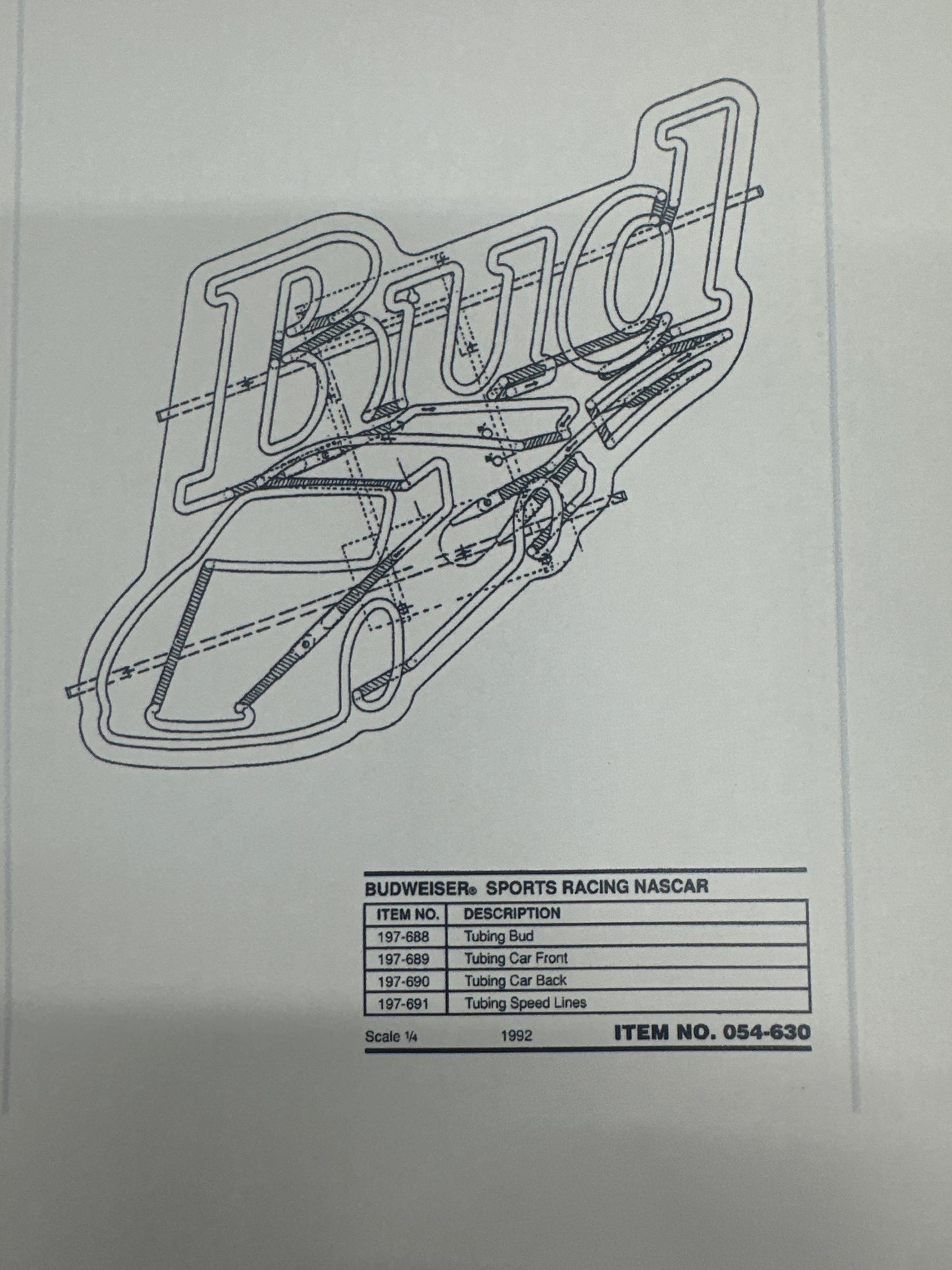 Front of Car for Budweiser NASCAR Racing Replacement Tube - Neon Sign Part