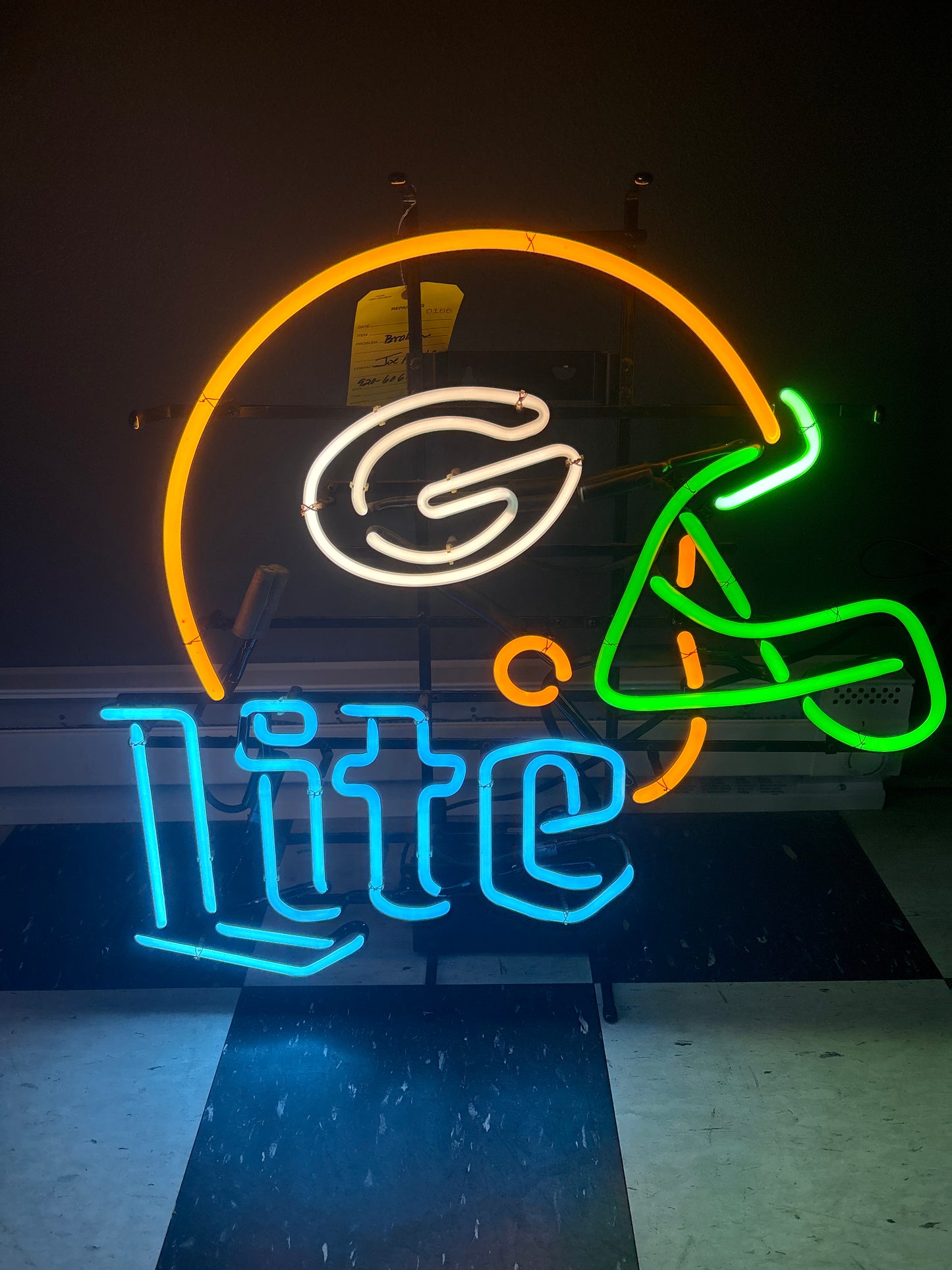Helmet unit for Miller Lite Green Bay Packers Football Replacement Tube - Neon Sign Part