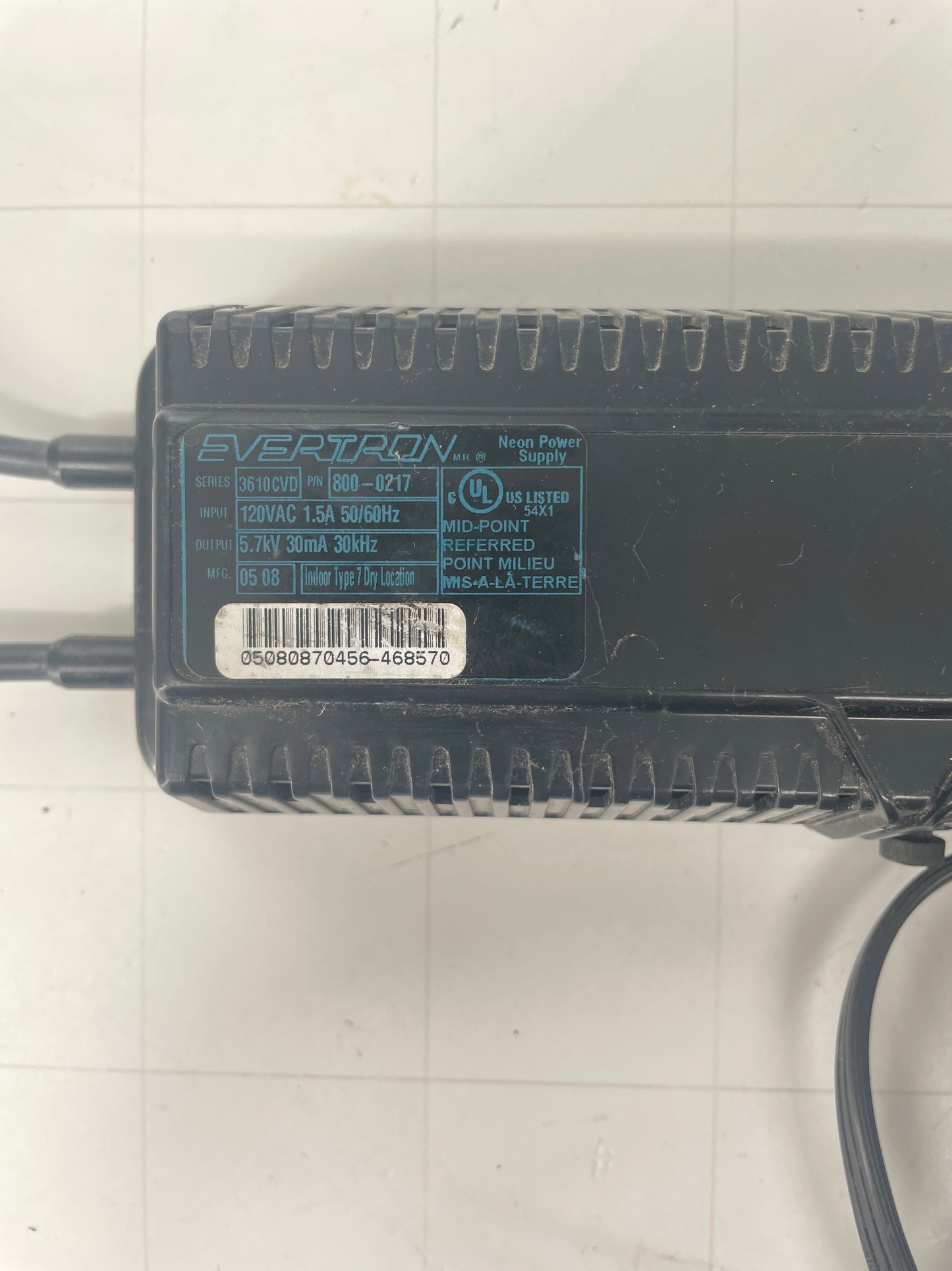 Evertron 3610CVD Electronic Neon Sign Replacement Transformer – 5.7Kv