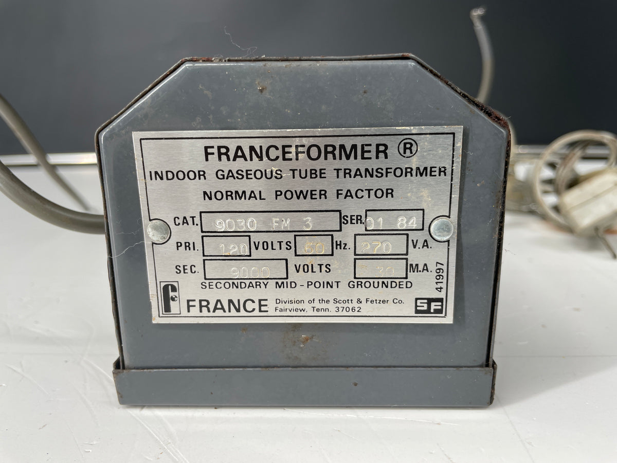 Franceformer Vintage Core & Coil Neon Sign Replacement Transformer – 9Kv Gray Housing