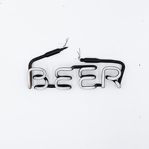 Neon Sign Part Entitled Beer Front Facing White Neon