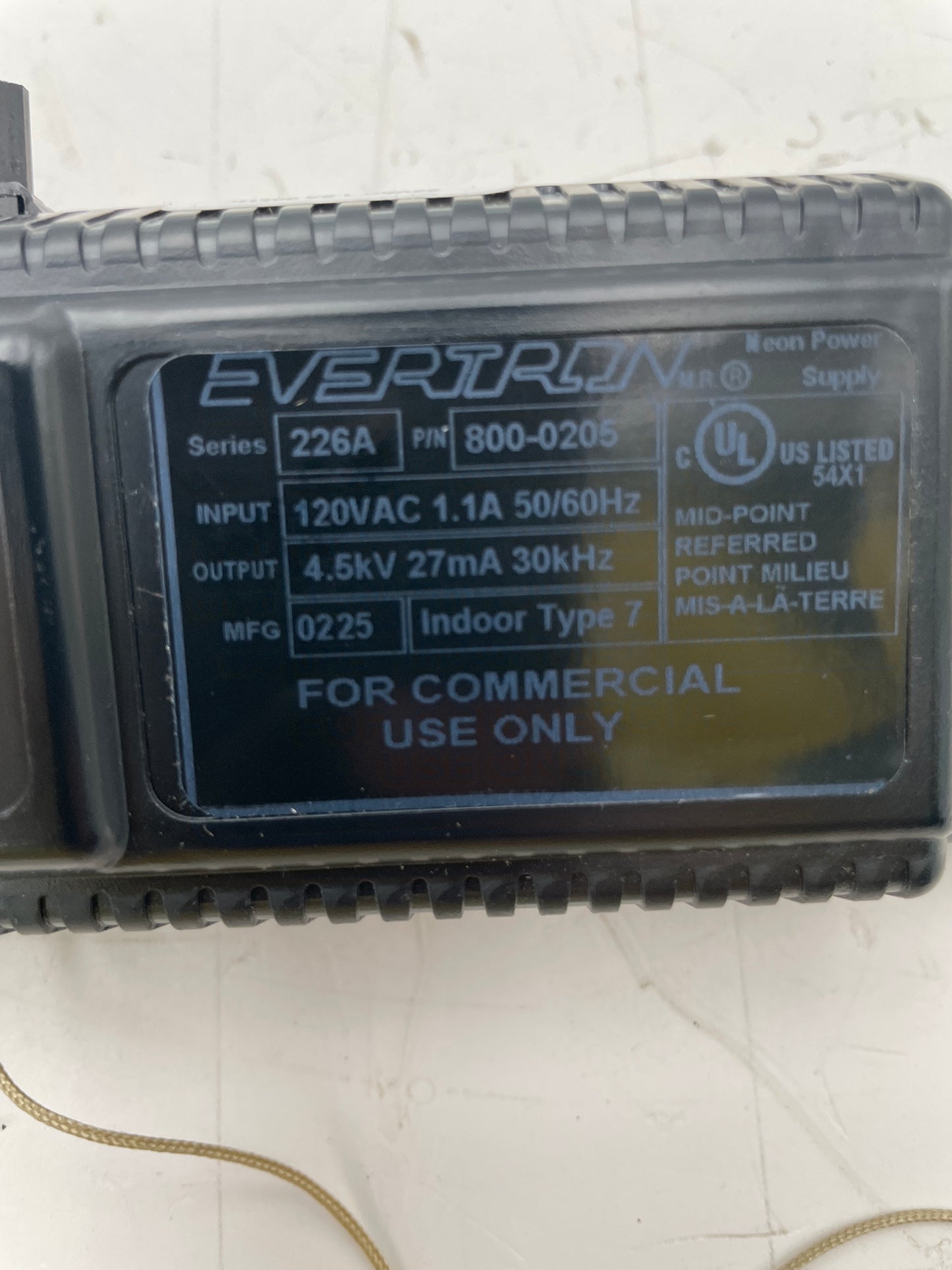Evertron 226A with extra Port Electronic Neon Sign Replacement Transformer – 4.5Kv