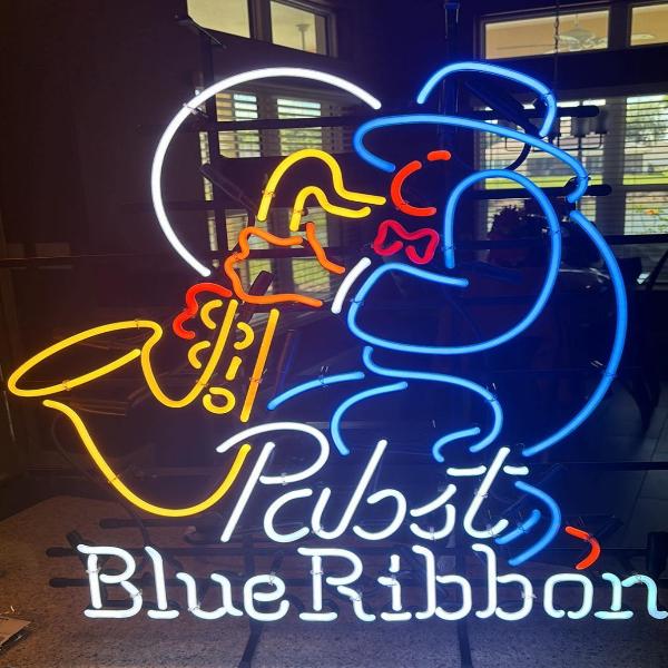 Pabst and Bottom of Saxophone for Pabst Saxophone Jazz Player Neon Sign Replacement Tube