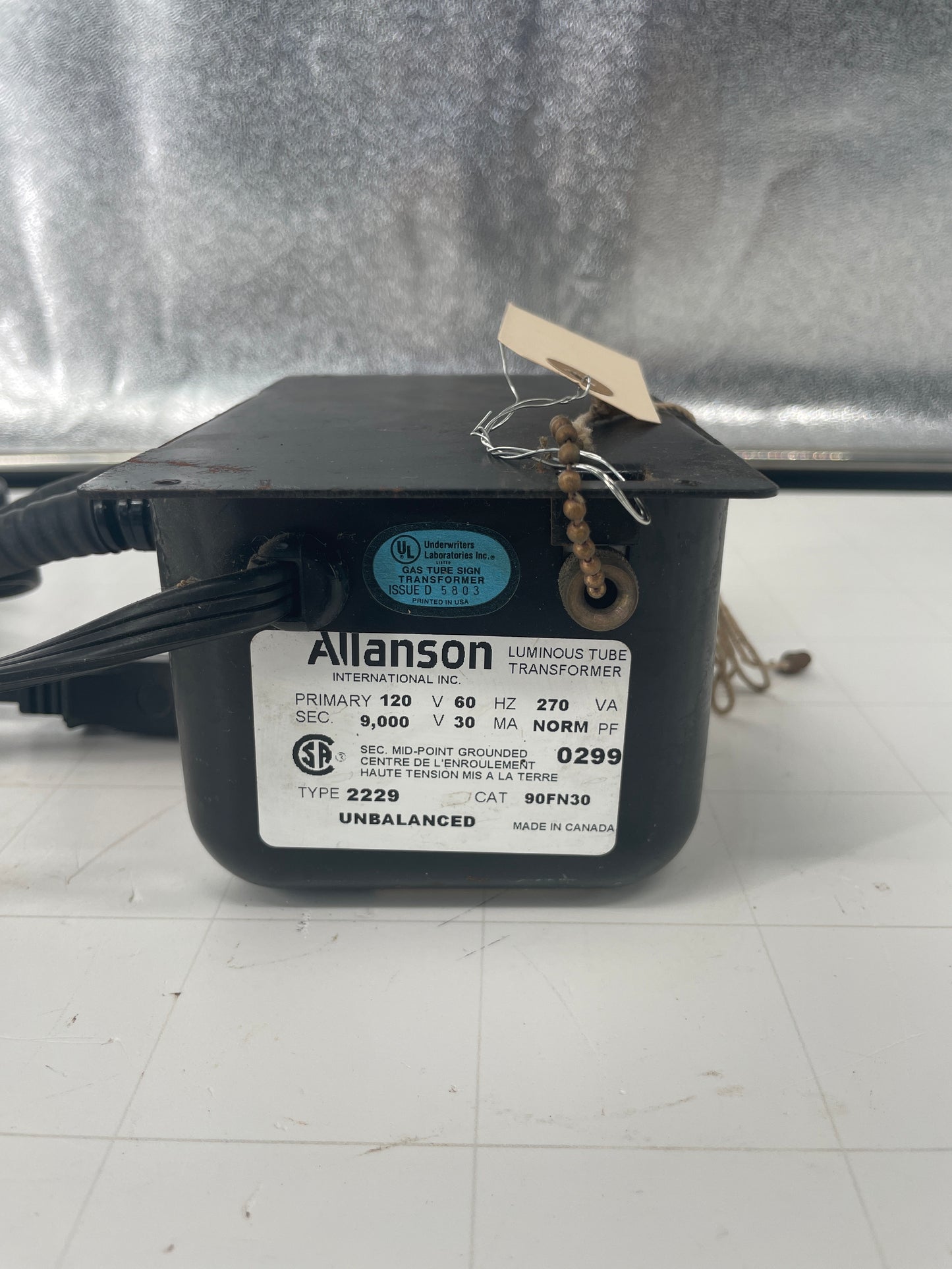 Allanson Vintage Core & Coil Neon Sign Replacement Transformer – 9Kv
