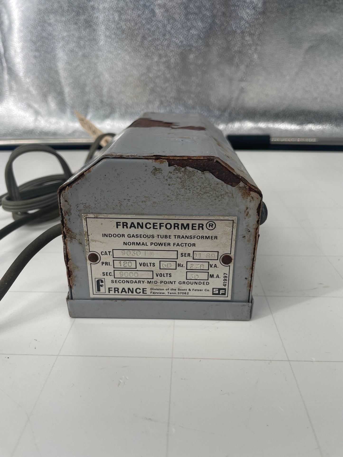 Franceformer Vintage Gray Core & Coil Neon Sign Replacement Transformer – 9Kv