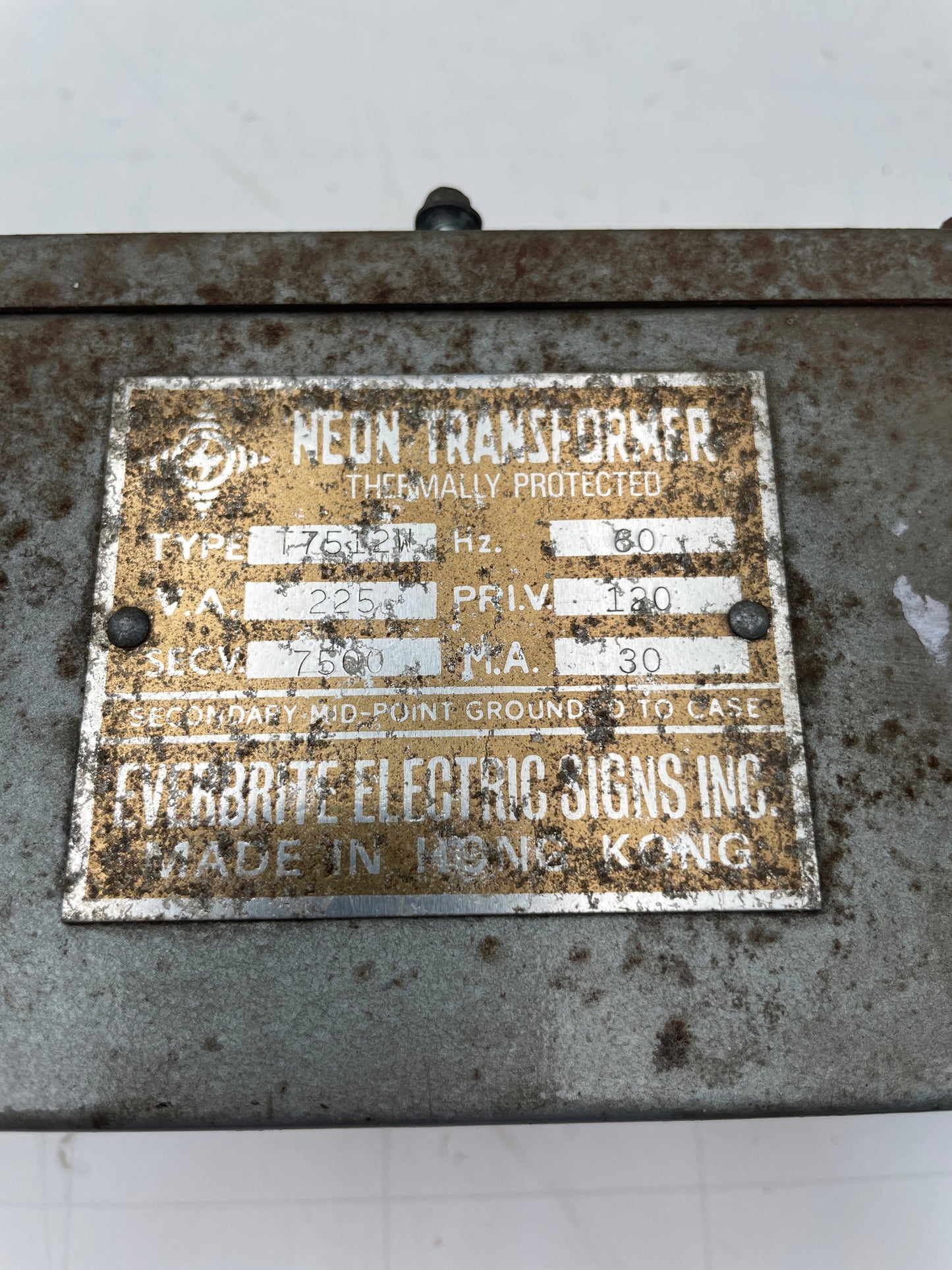 Everbrite Vintage Core & Coil Neon Sign Replacement Transformer – 7.5Kv