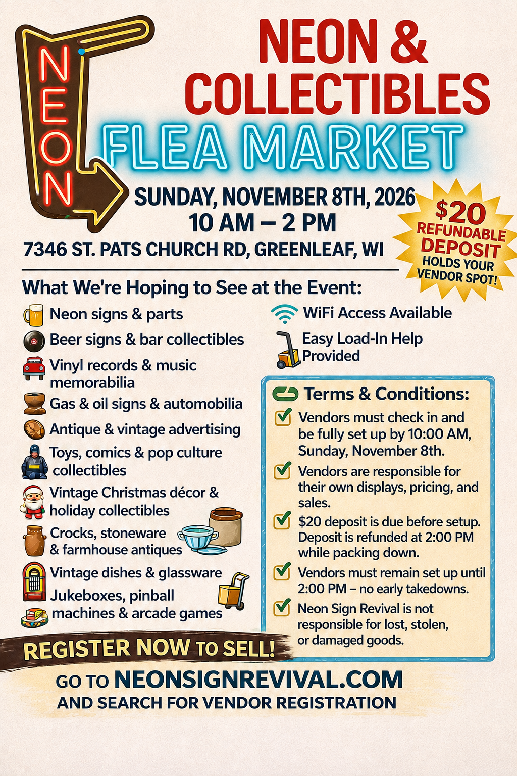 November 8th Vendor Registration Deposit