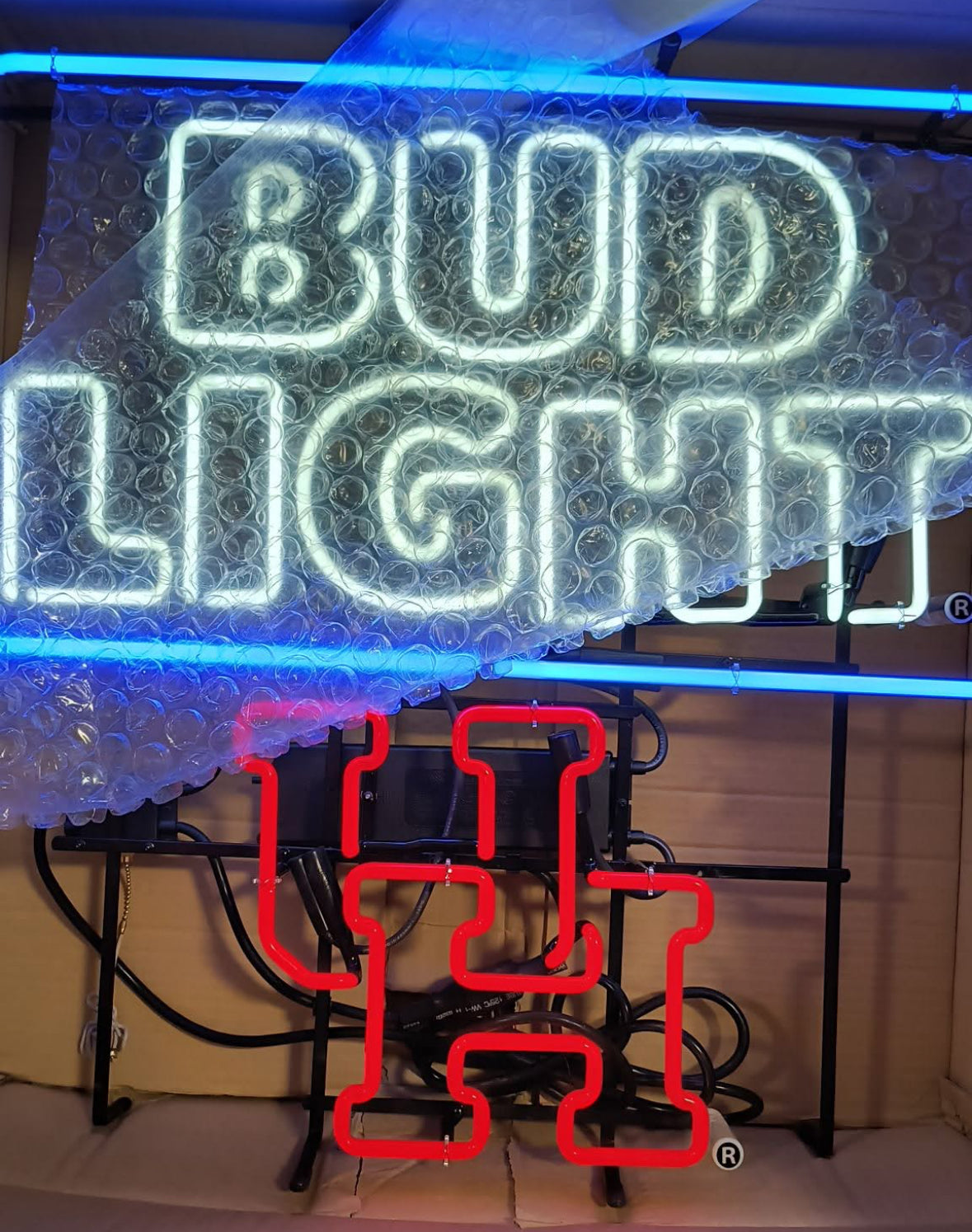 UH Double Stroke Word unit for Bud Light University of Houston Cougars Replacement Tube - Neon Sign Part