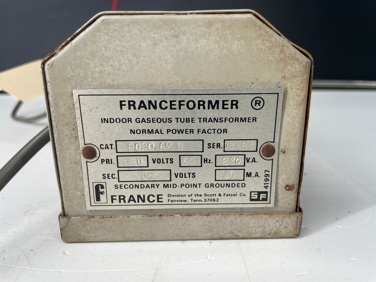 Franceformer Vintage Core & Coil Neon Sign Replacement Transformer – 9Kv Gray Housing