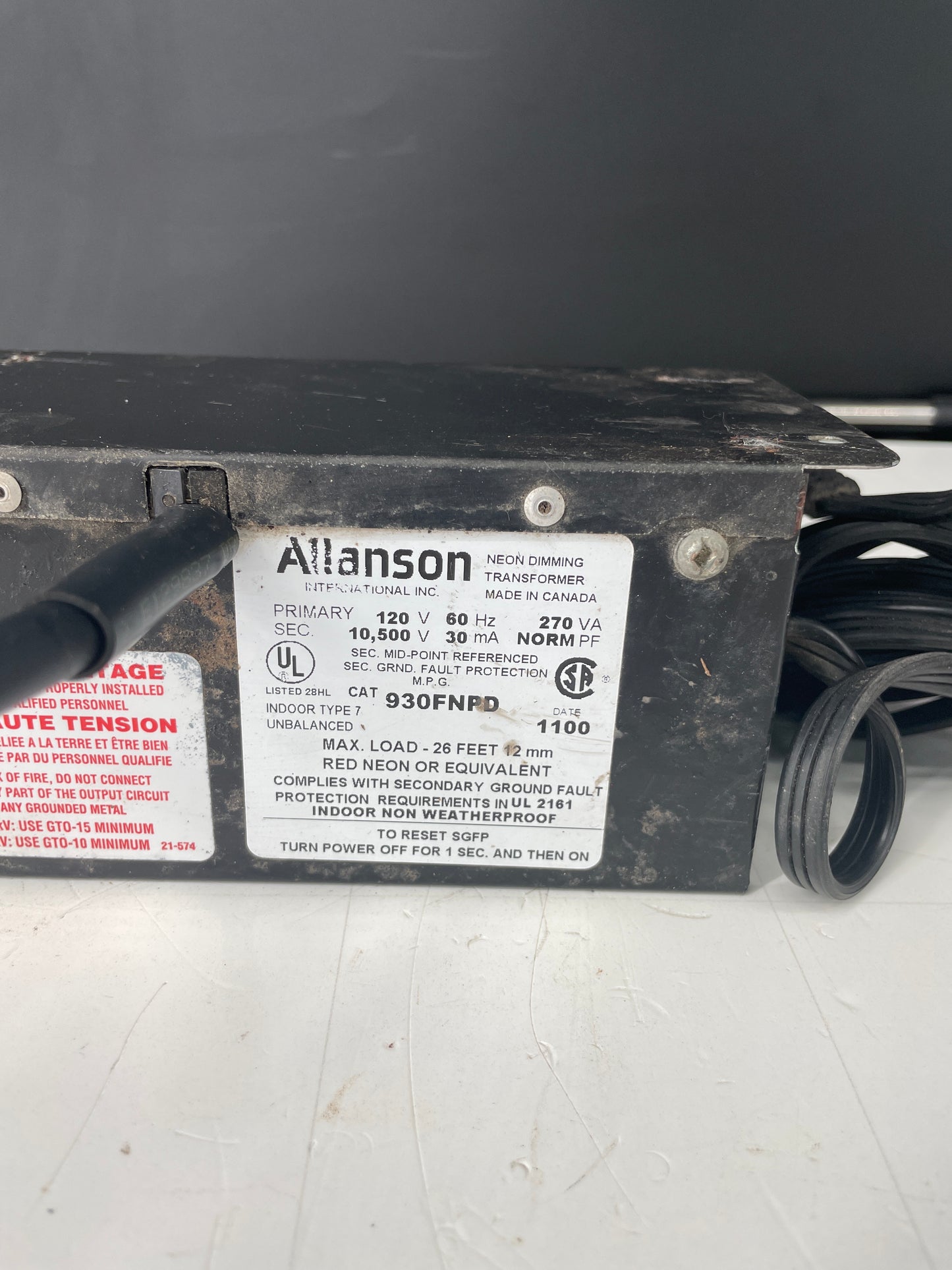 Allanson Vintage Core & Coil Neon Sign Replacement Transformer – 10.5Kv