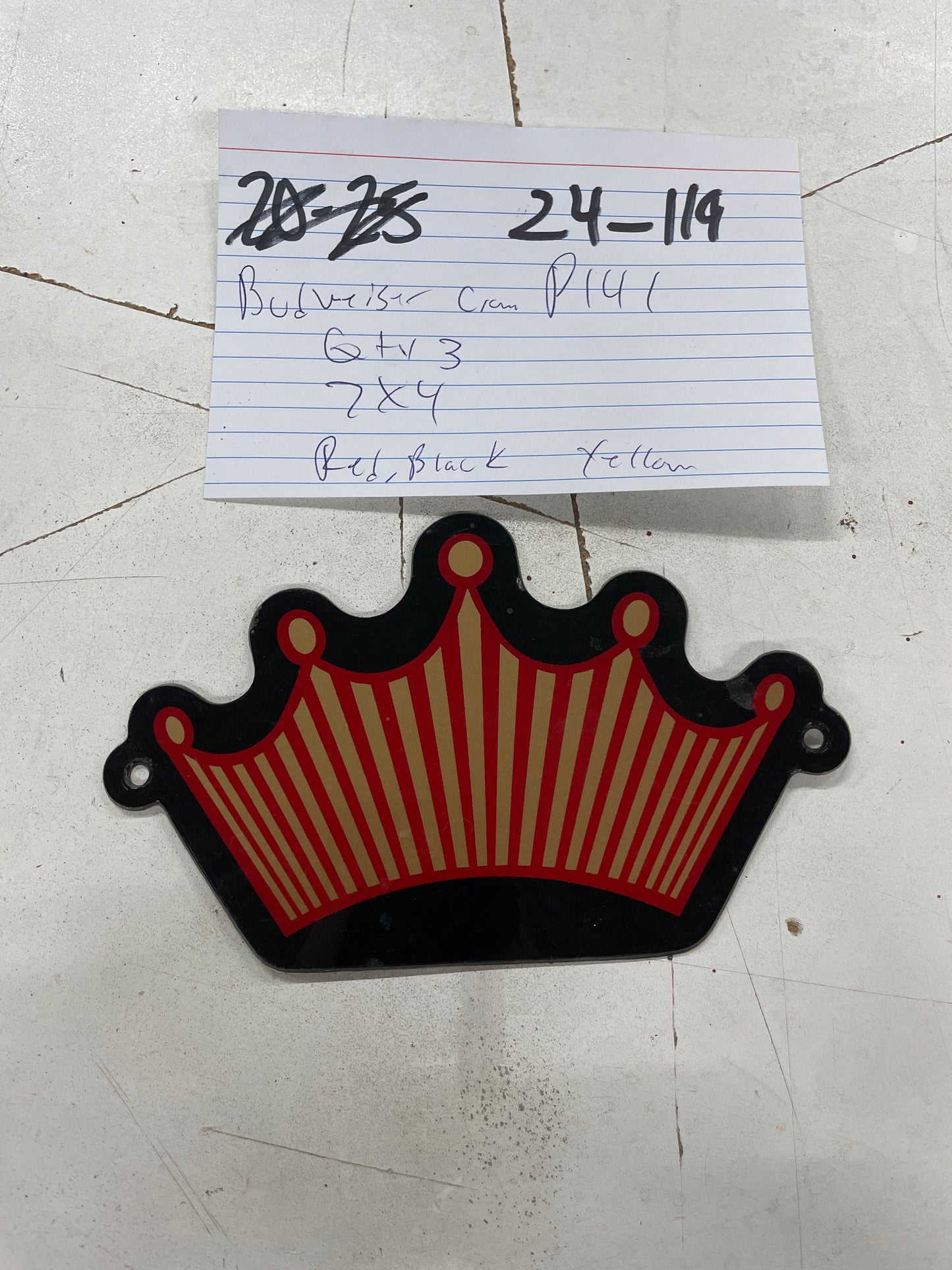Budweiser Crown Neon Sign Plastic Replacement Panel