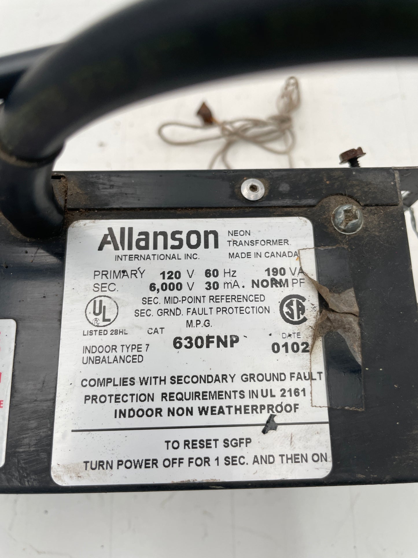 Allanson Vintage Core & Coil Neon Sign Replacement Transformer – 6Kv