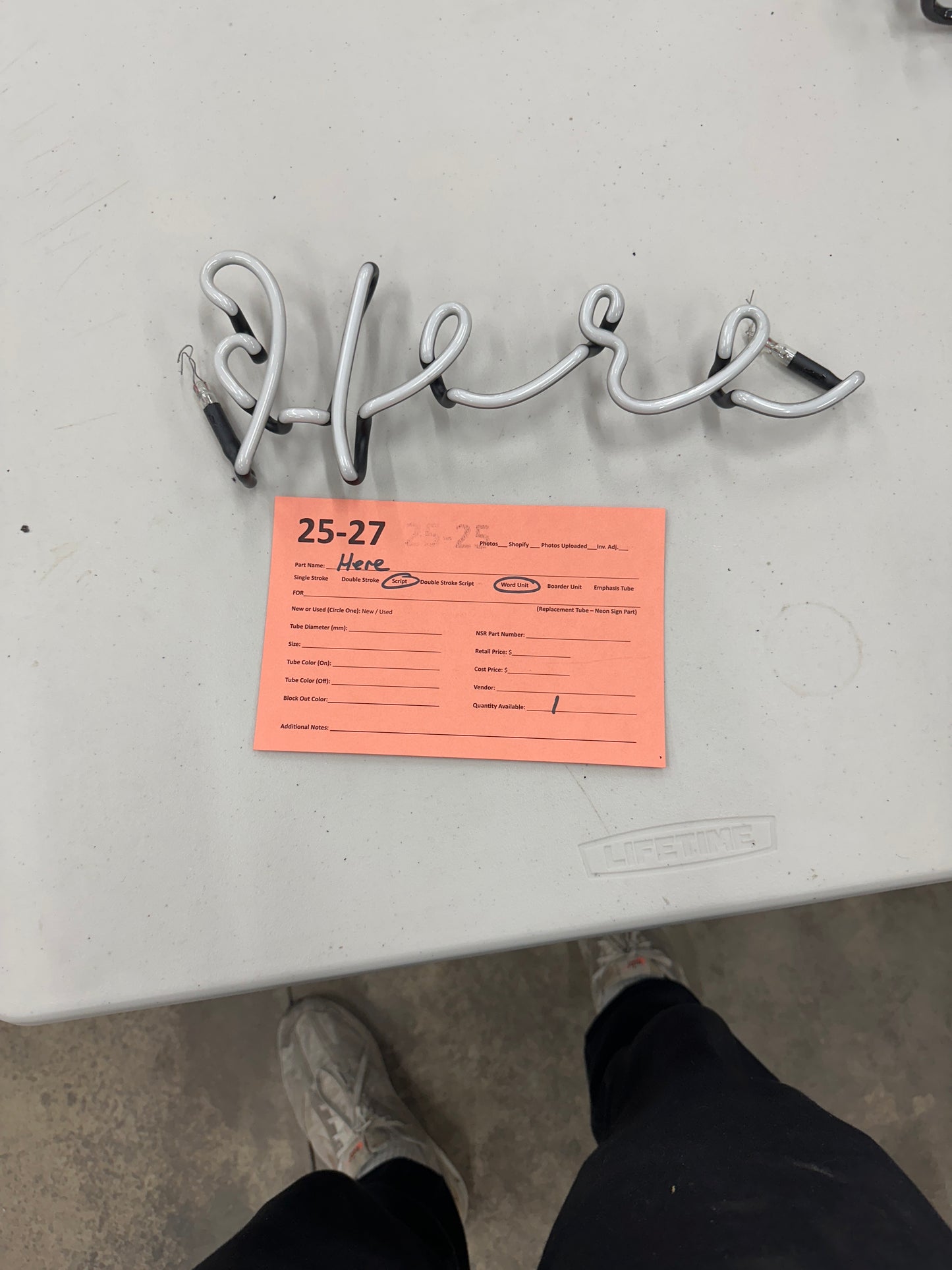 Here Script Word Unit Replacement Tube - Neon Sign Part