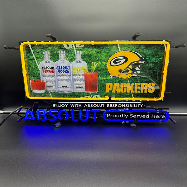 Green Bay Packers NFL Football Absolute Vodka Neon Sign