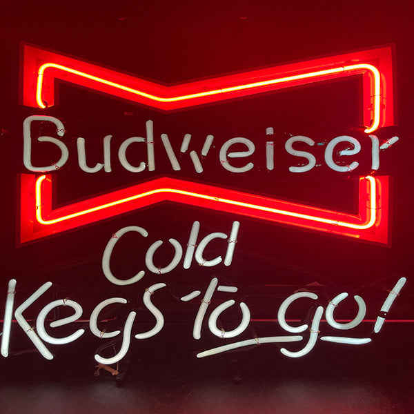 Budweiser Bowtie Cold Kegs to Go Neon Sign