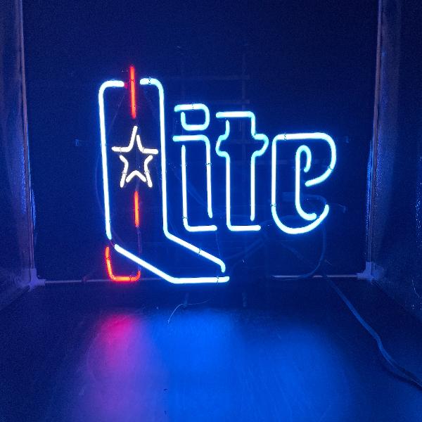 Miller Lite Cowboy Boot Neon Sign