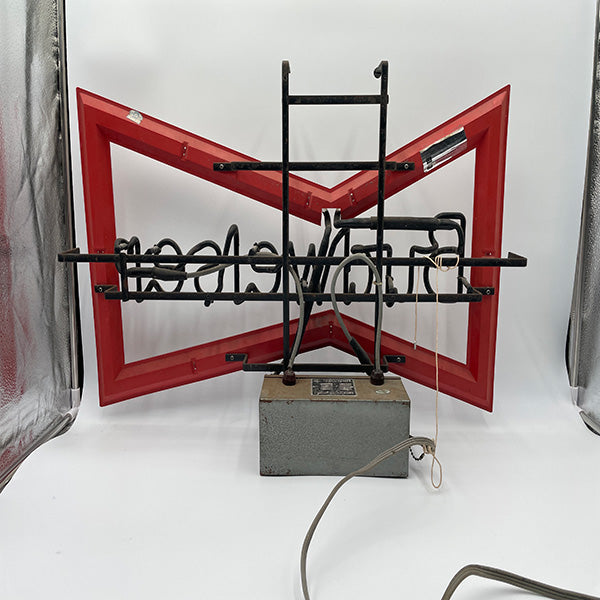 Vintage 1980s Budweiser Bowtie Open Neon Beer Sign
