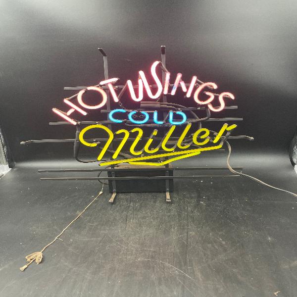 Hot Wings Cold Miller Neon Sign