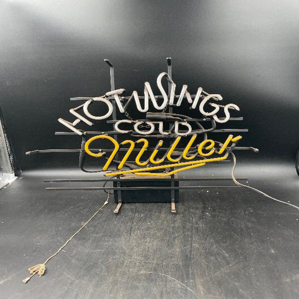 Hot Wings Cold Miller Neon Sign