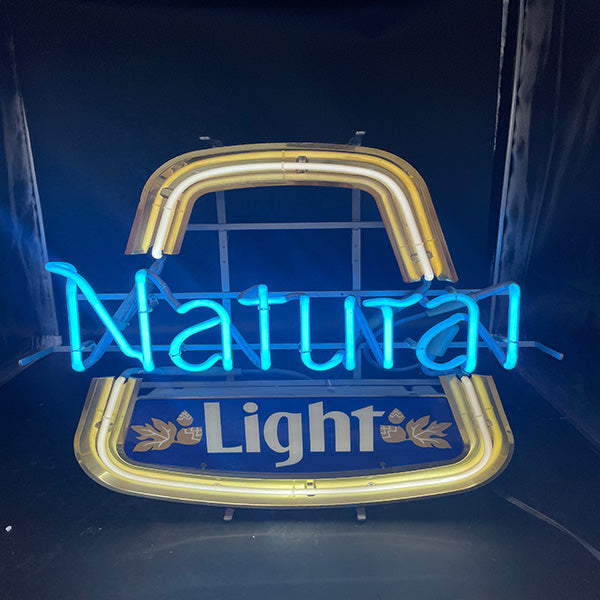 Natural Light Neon Sign with Gold Frame Reflector