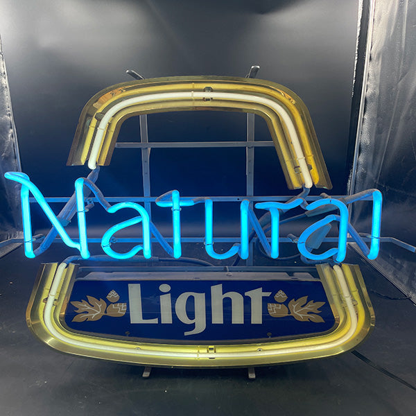 Natural Light Neon Sign with Gold Frame Reflector