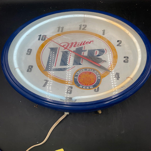 Miller Lite Clock Neon Sign