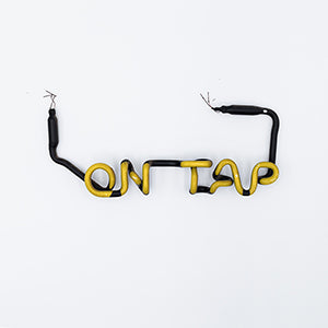 Neon Sign Part Entitled On Tap, Front View Unlit, Neon Yellow