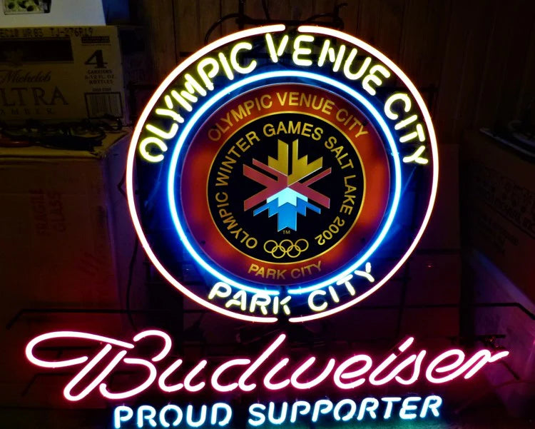 Bud Park City Olympics logo - half of Red Circle Border Neon Sign Replacement Tube