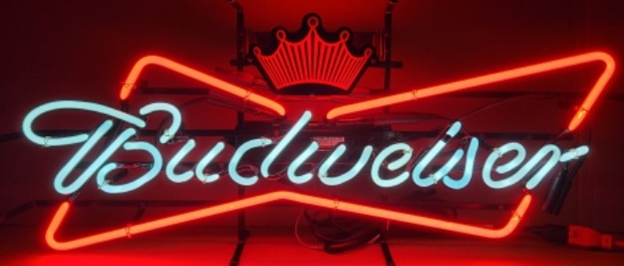 Budweiser Bowtie with backlit King Crown - backlit / grid unit (works on many different signs) - Neon Sign Part