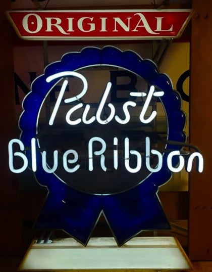 Pabst Blue Ribbon Neon Sign Panel from the 50's