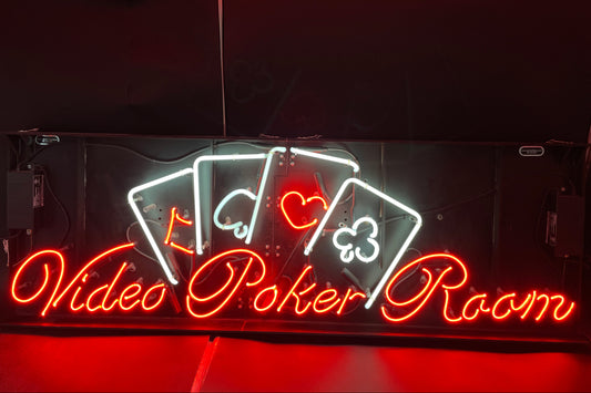 Large Video Poker Room Neon Sign
