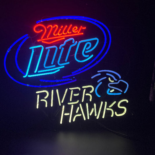 Miller Lite River Hawks Neon Sign