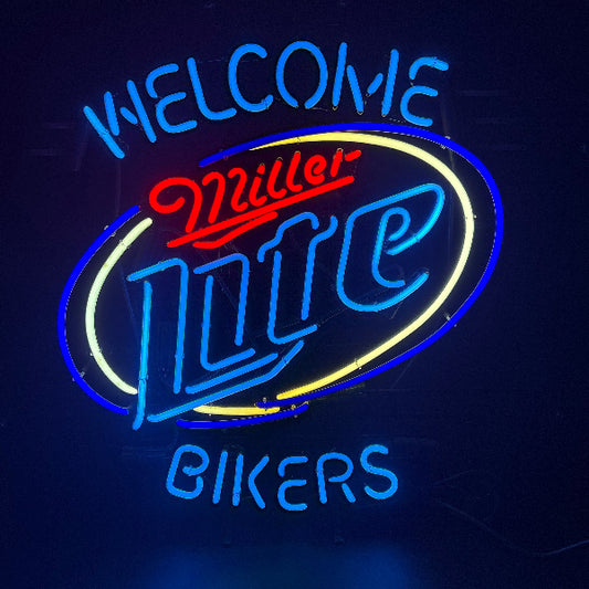 Miller Lite Welcome Bikers Neon Sign