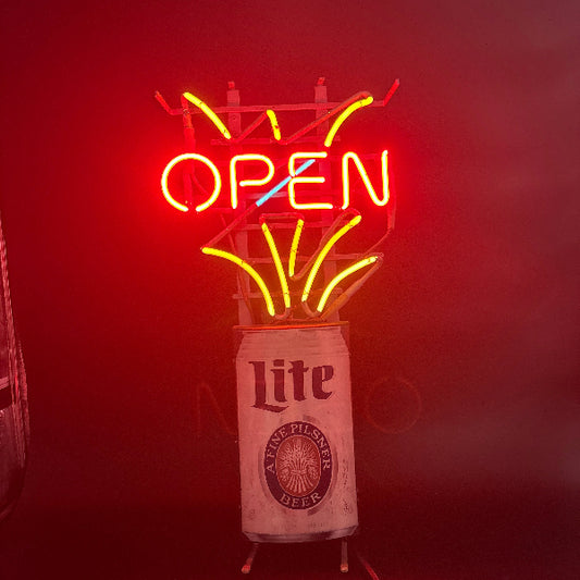 Miller Lite Open Splash Can Neon Sign