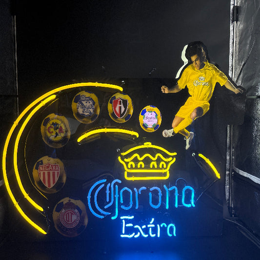 Corona Extra Motion Neon Sign – Soccer Kick with Liga MX Teams