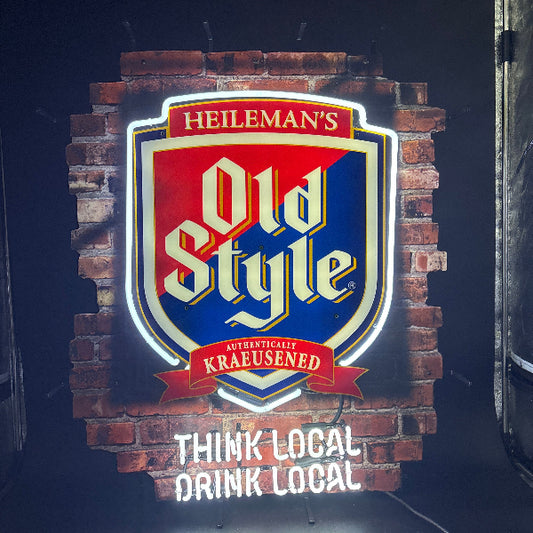 Old Style “Think Local, Drink Local” Neon Dominator Neon Sign