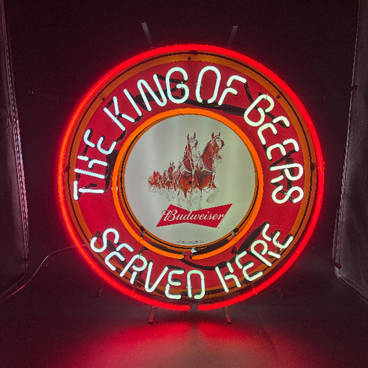 Budweiser King of Beers "Served Here" Neon Sign
