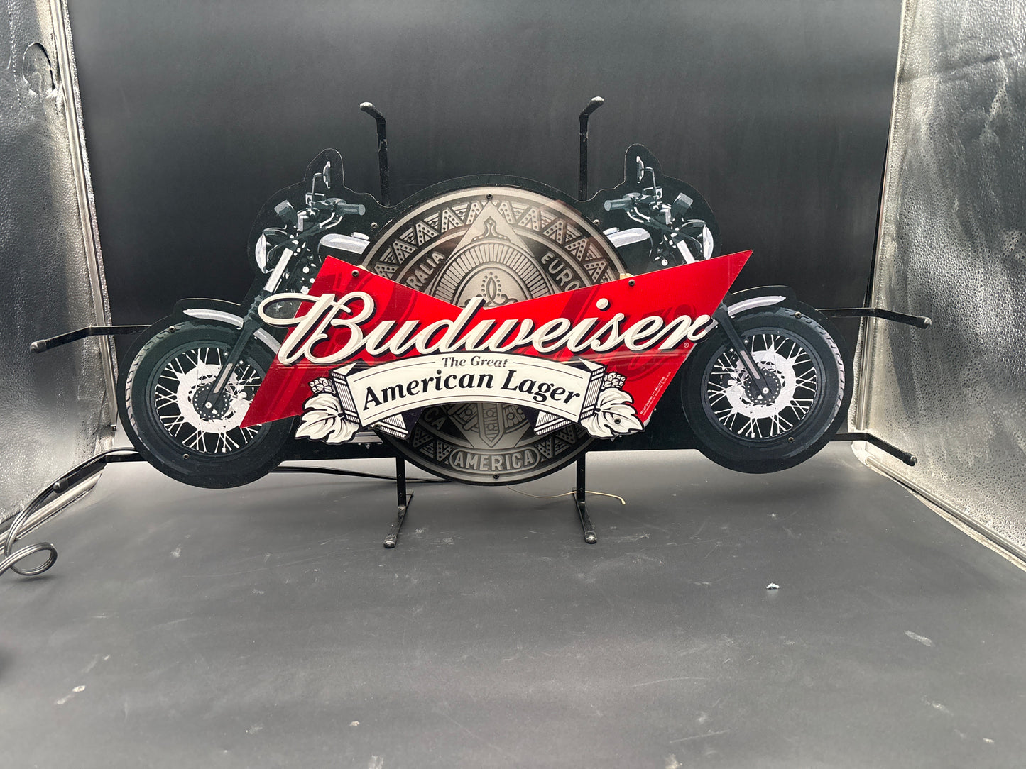 Budweiser Motorcycle “The Great American Lager” Neon Sign