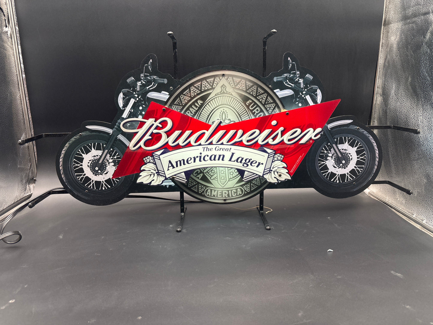 Budweiser Motorcycle “The Great American Lager” Neon Sign