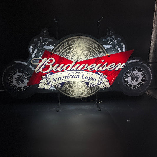 Budweiser Motorcycle “The Great American Lager” Neon Sign