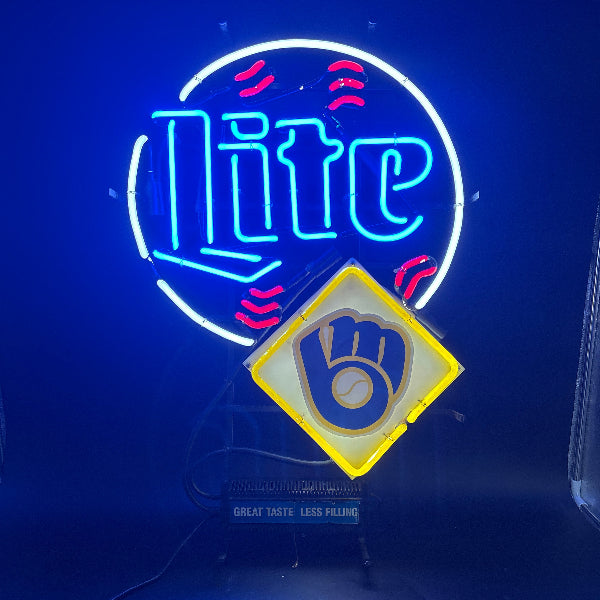 Miller Lite Milwaukee Brewers Baseball Neon Sign
