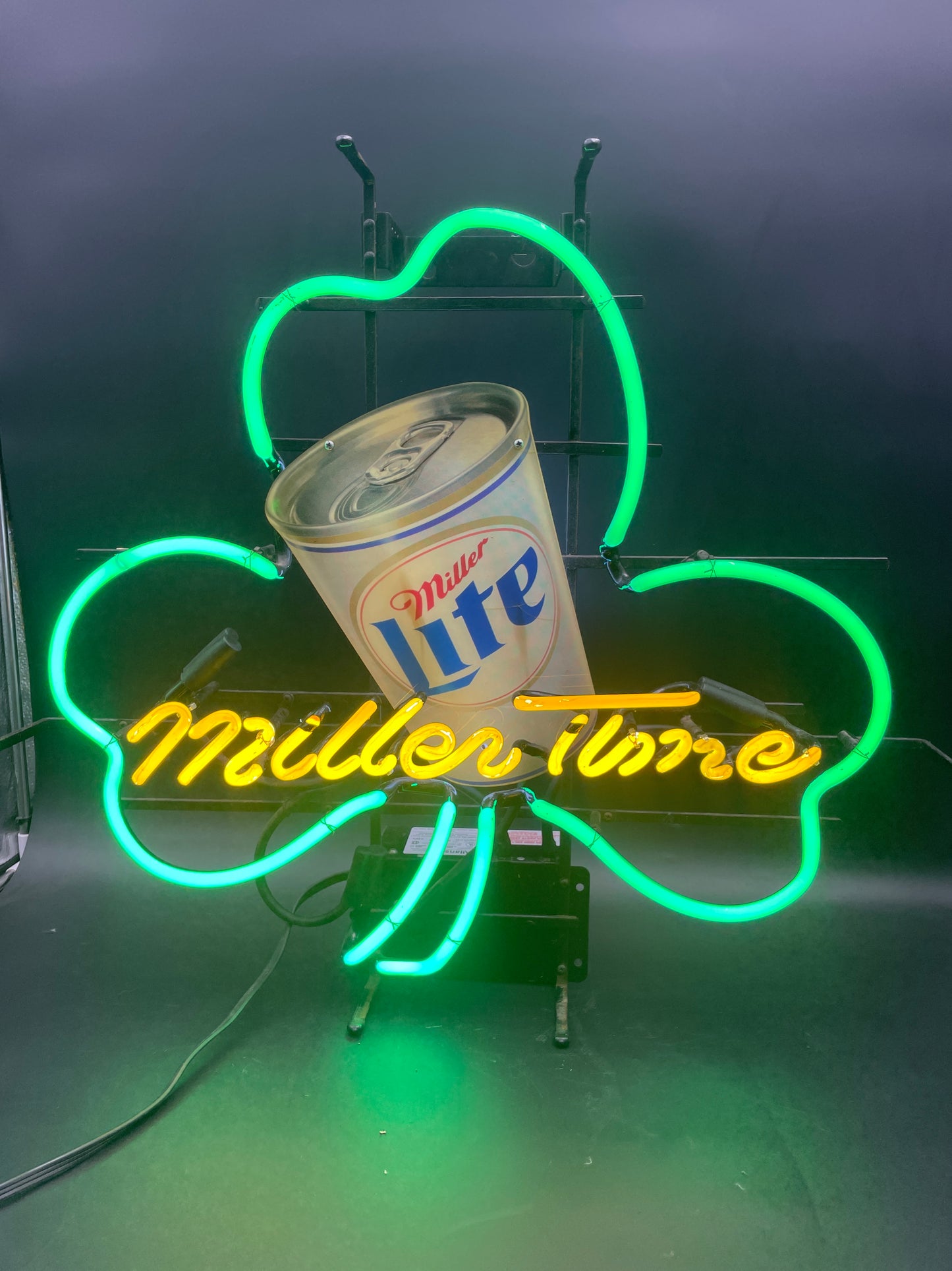 Miller Time Shamrock Neon Sign